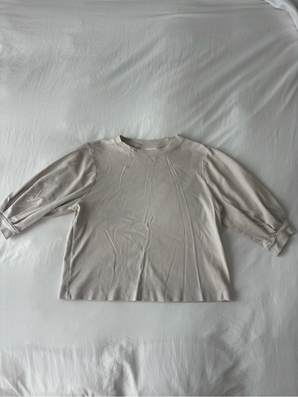 Prologue Beige Oversized 3/4 Sleeve Tee Small
